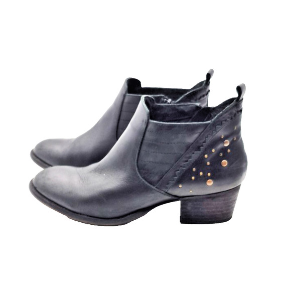 Cool Way Ankle Boots, US Size 11 EU 42 Black Studded Block Heel Made in Spain - Picture 1 of 13